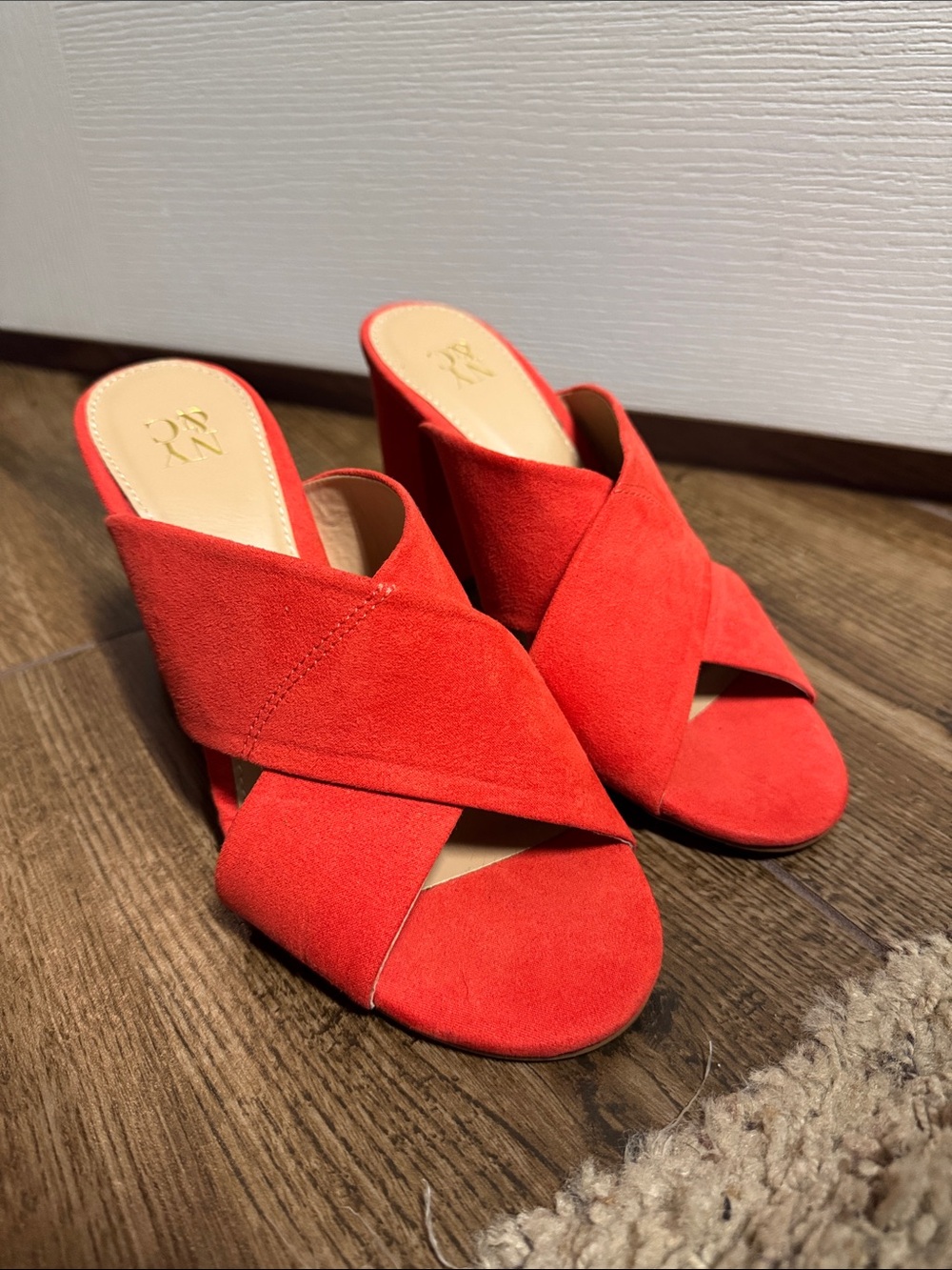 Red Crisscross Mule Heels by NYC